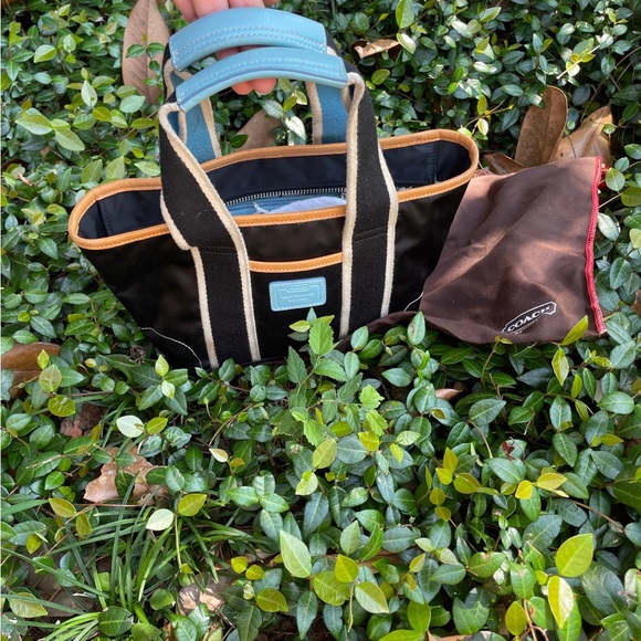 Coach Hampton 1941 Ladybug Blue Black Nylon
Leather Trim Mini Tote Bag - Picture 11 of 11